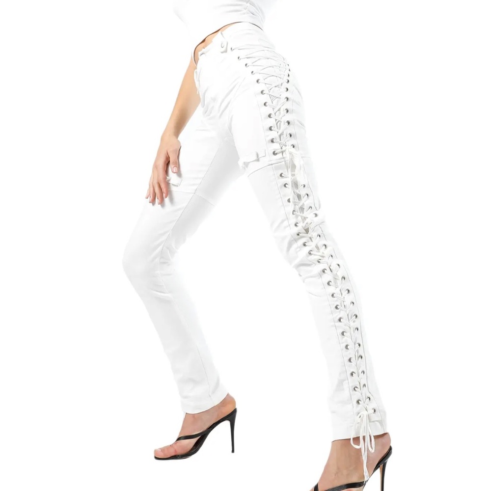 I am Gia white lace up pants